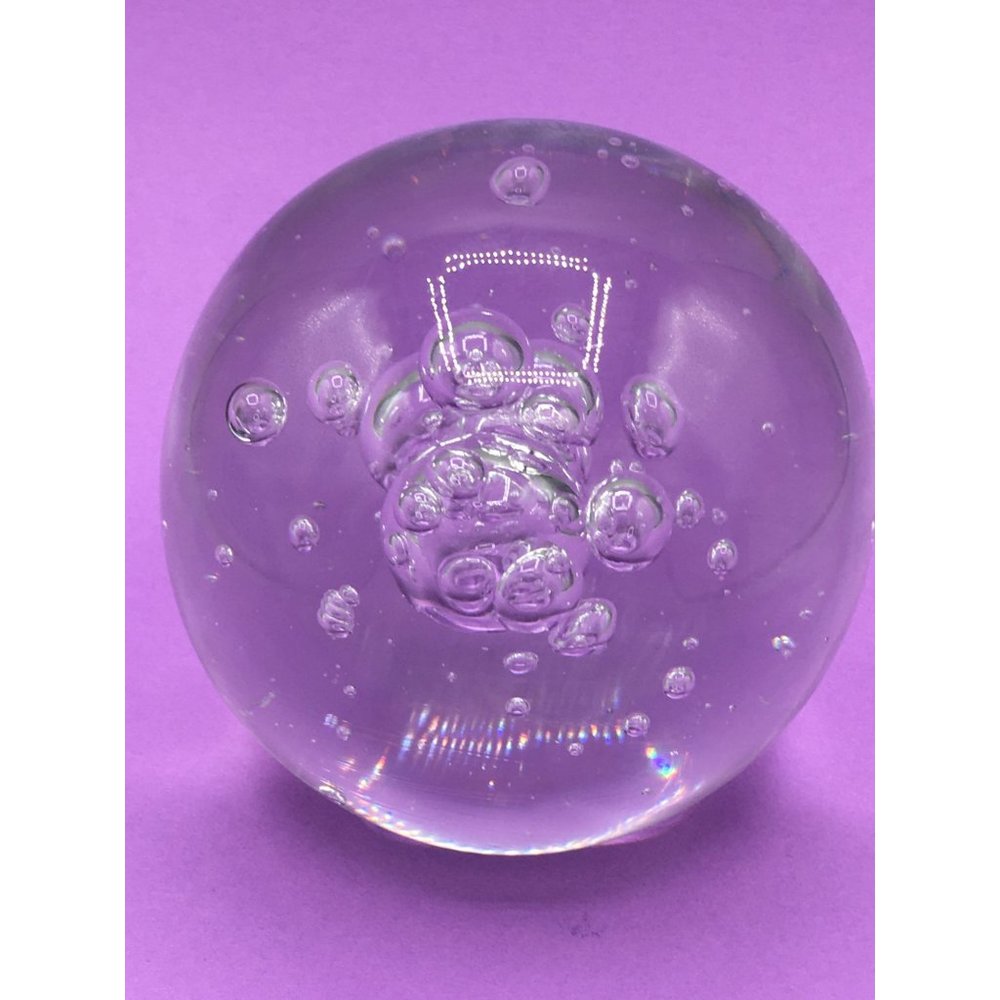 Clear Glass Paperweight with Bubbles/Handcrafted/Blown Glass Art/Home Decor